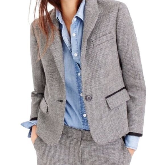 J. Crew Mini Dot Wool Single Button Academia Blazer Womens 0